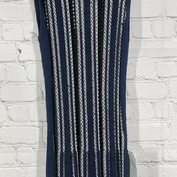 Harlyn Fit and Flare Dress Women’s Medium Navy Blue Sleeveless Open Knit Fit NWT - Picture 7 of 16